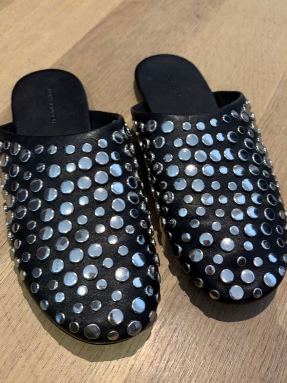 Tory Burch Black Leather Studded Slides Mules 7.5